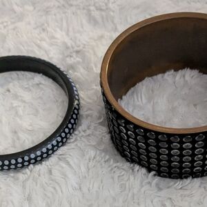 Elegant Black and Gold Dot Bracelet Set